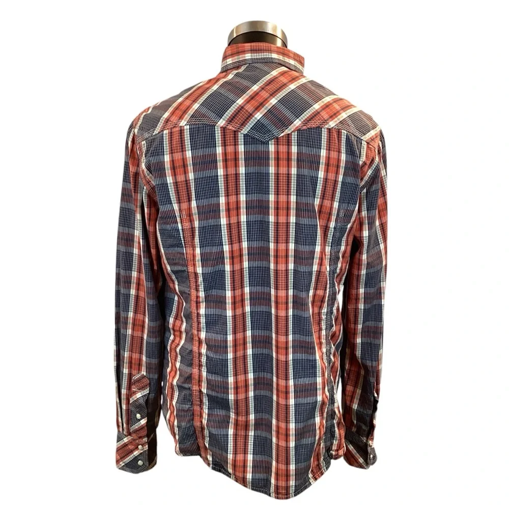 True Religion Western Snap Front Plaid Cotton Shirt